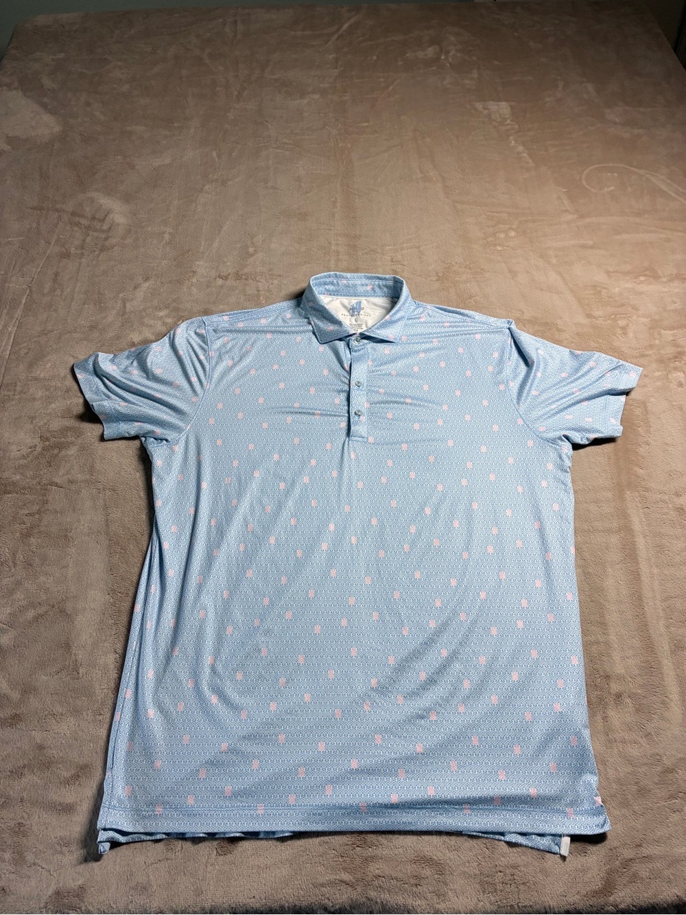 Johnnie-O Bears Featherweight Golf Polo UPF 50 Majorca Blue Men’s L *READ*